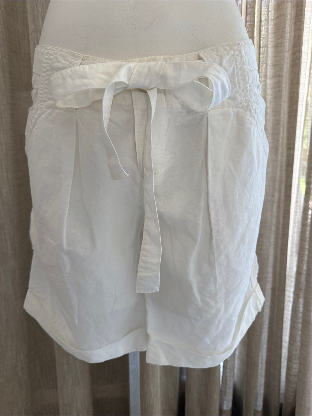 NWT James Perse Women's White Tie-Waist Bermuda Shorts Sz 27